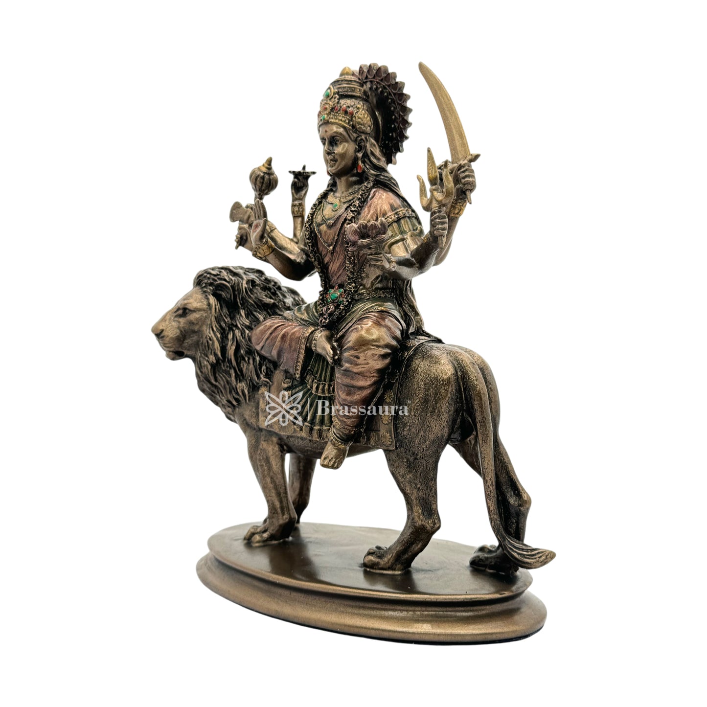 Resin Durga Statue for Home and Decor And Gift Show Piece for Living Room Weight 1652 Grams Height 25 cm