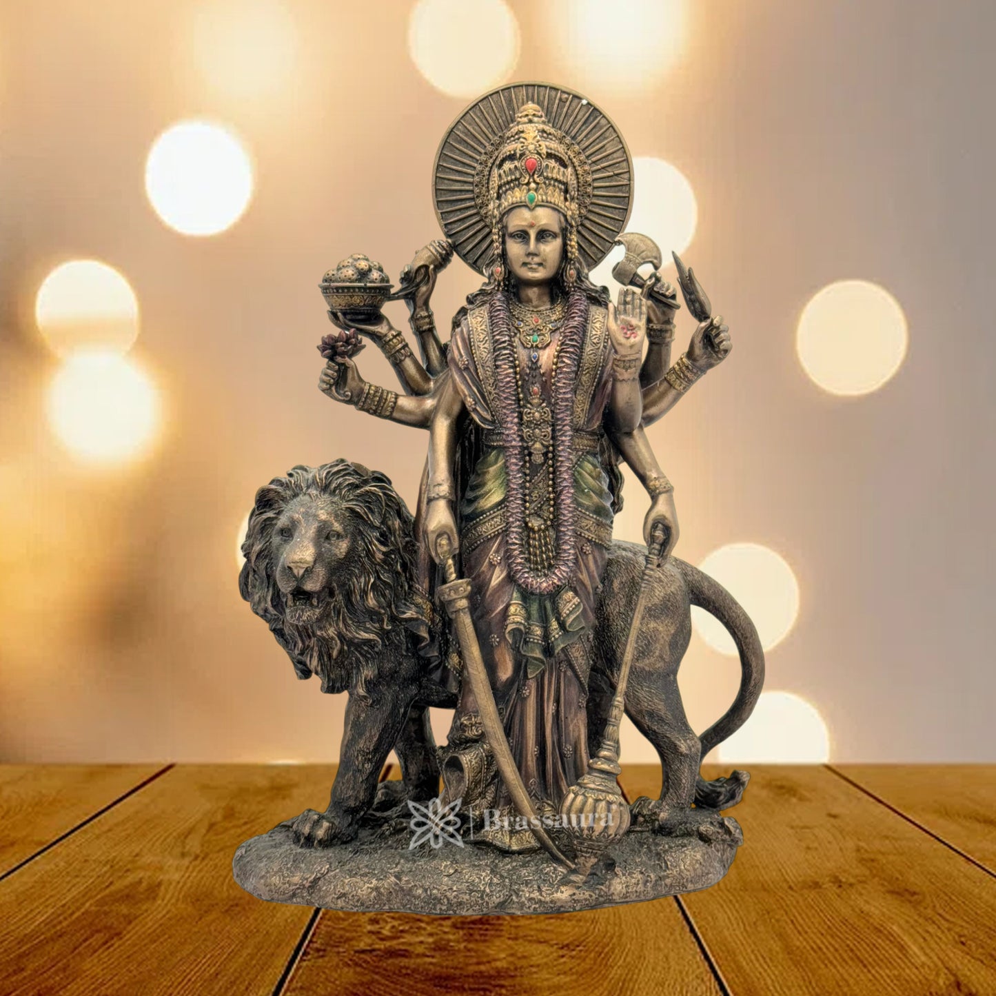 Resin Durga Statue for Home and Decor And Gift Show Piece for Living Room Weight 1710 Grams Height 30 cm