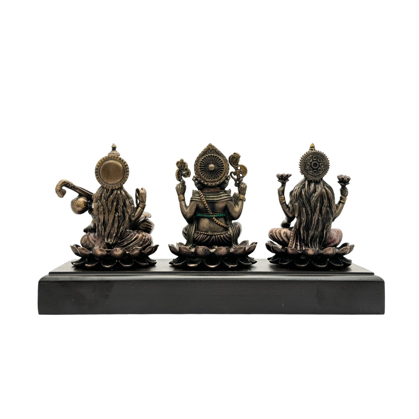 Resin Laxmi Ganesha Sarsawati Statue for Home and Decor And Gift Show Piece for Living Room Weight .9 Kg Height 12 cm