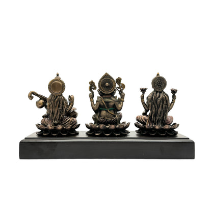 Resin Laxmi Ganesha Sarsawati Statue for Home and Decor And Gift Show Piece for Living Room Weight .9 Kg Height 12 cm