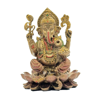 Resin Ganesha Statue for Home and Decor And Gift Show Piece for Living Room Weight .150 Kg Height 10 cm