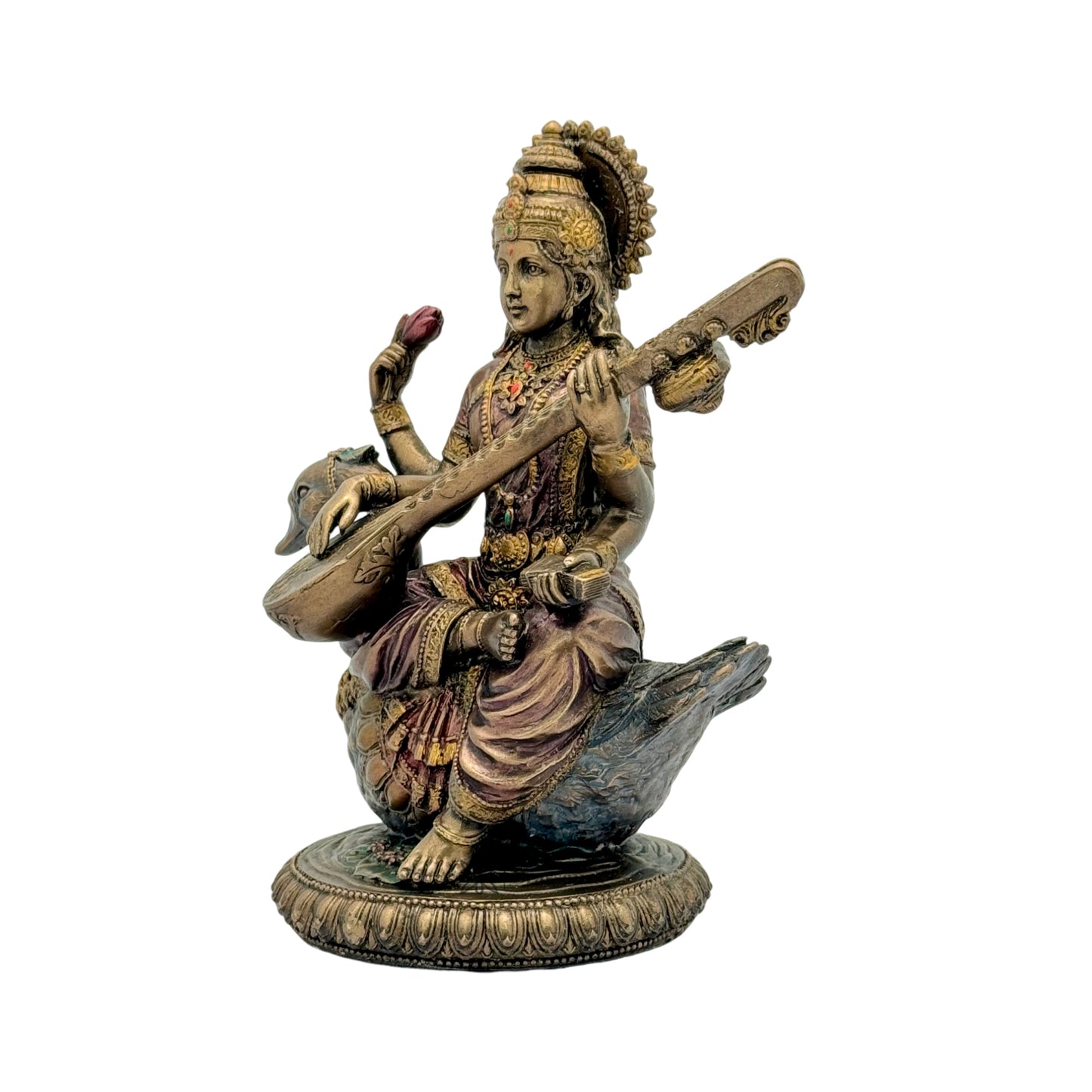 Resin Saraswati Devi Statue for Home and Decor And Gift Show Piece for Living Room Weight .97 Kg Height 20 cm