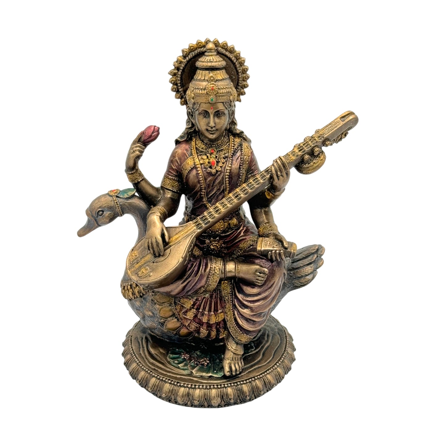 Resin Saraswati Devi Statue for Home and Decor And Gift Show Piece for Living Room Weight .97 Kg Height 20 cm