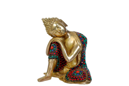 Brassaura™ Brass Buddha Vitarka Statue Multicolor Sculpture Idol