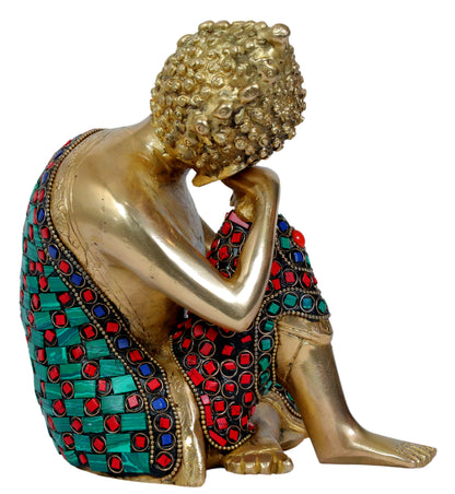 Brassaura™ Brass Buddha Vitarka Statue Multicolor Sculpture Idol