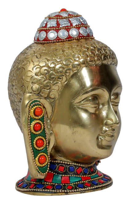 Brassaura™ Brass Buddha Vitarka Statue Multicolor Sculpture Idol