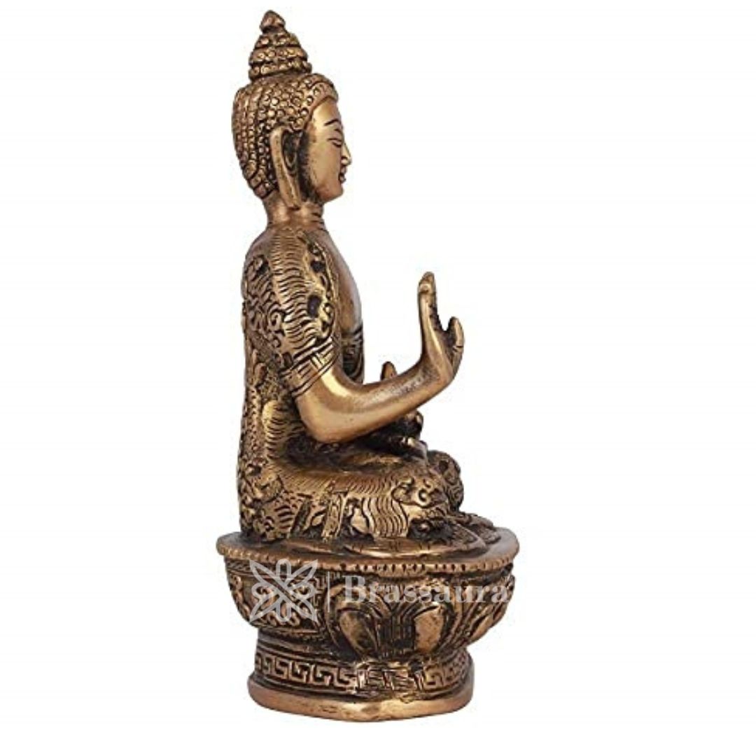 Brassaura™ Brass Buddha Idol Hand Crafted Gautam Buddha Statue