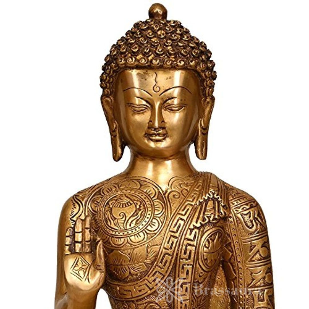 Brassaura™ Brass Bhagwan Buddha Brass Blessing Buddha Life Sign Shakyamuni Statue