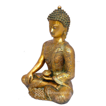 Brassaura™ Brass Bhagwan Buddha Big Statue Blessing Face Murti for Home Decor