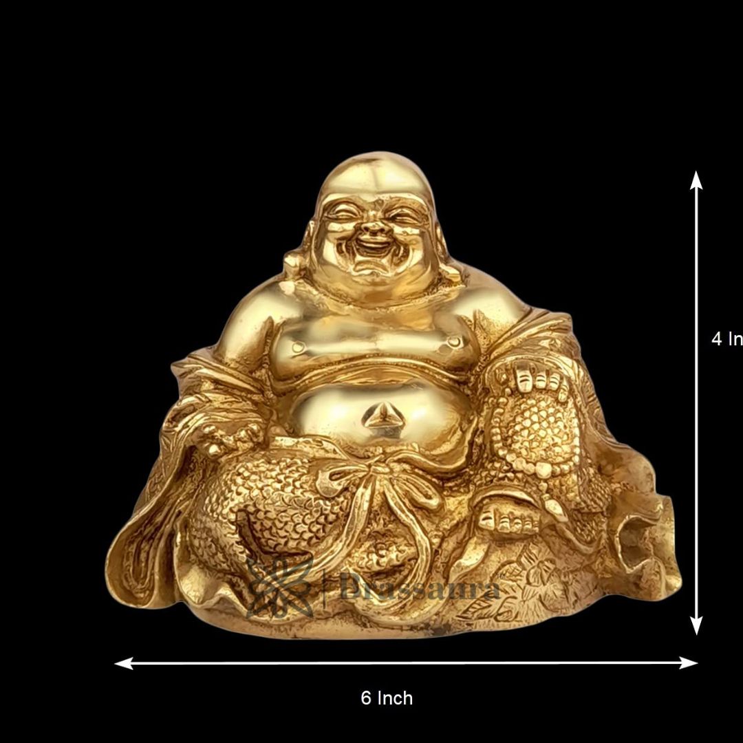 Brassaura™ Brass Feng Shui Happy Man Laughing Buddha