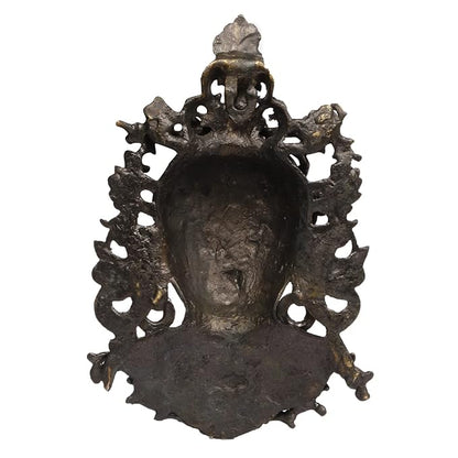 Brassaura™ Brass Tara Face Tibetan Buddha Idol/Deity Mask Wall Hanging Showpiece