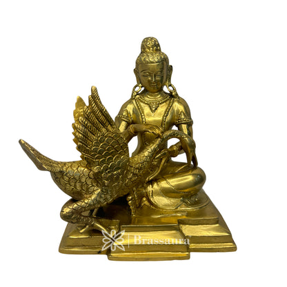 BrassAura Budhha And Swan Statue For Home And Decor Decorative Showpiece