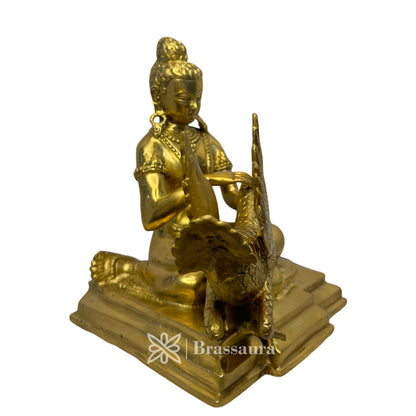 BrassAura Budhha And Swan Statue For Home And Decor Decorative Showpiece