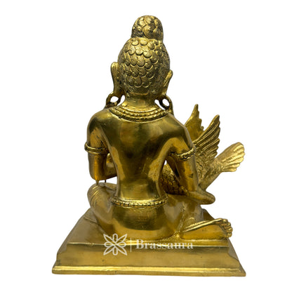 BrassAura Budhha And Swan Statue For Home And Decor Decorative Showpiece