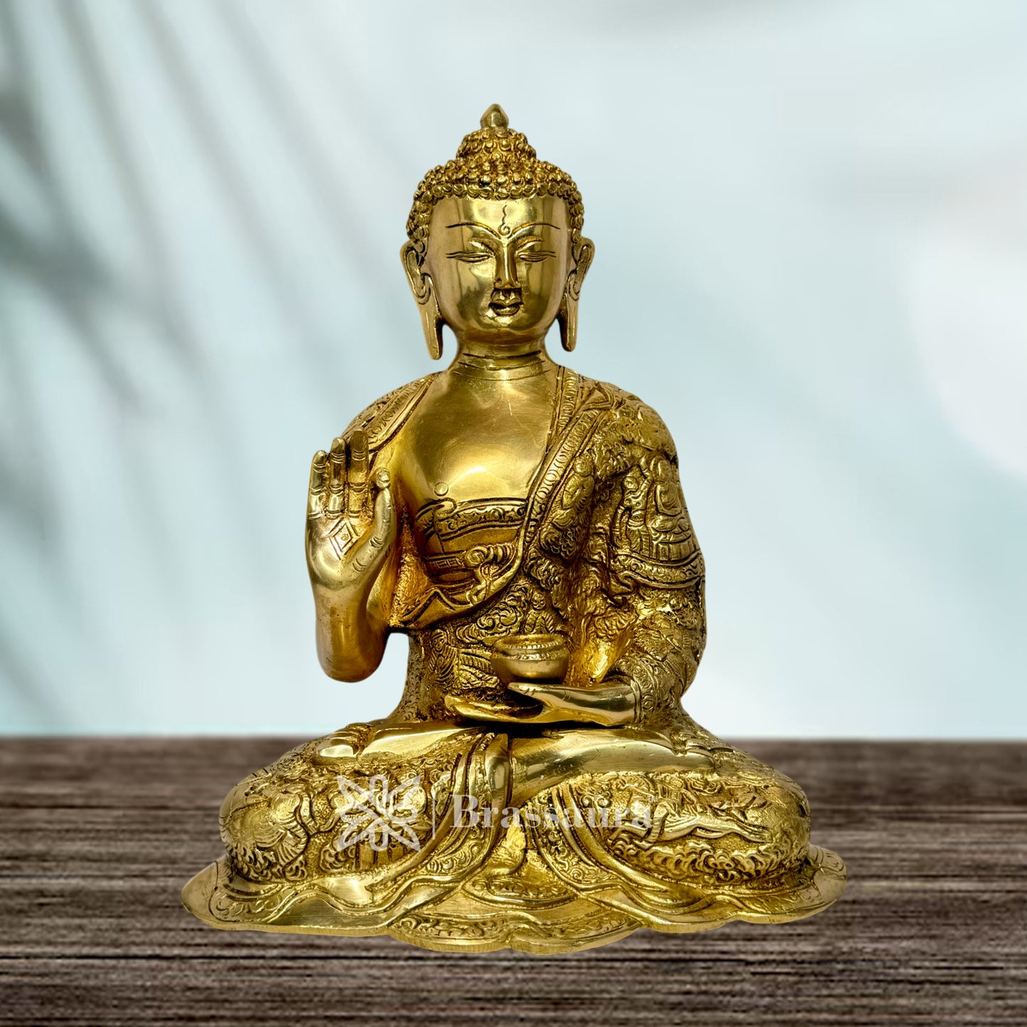 Brass Buddha Statue Sculpture Idol for Home Decor Vastu Feng Shui Religious Gift Good Luck Idol Brass Buddha for Home and Decor Gifts Item Weight 5.2 Kg Height 30 cm