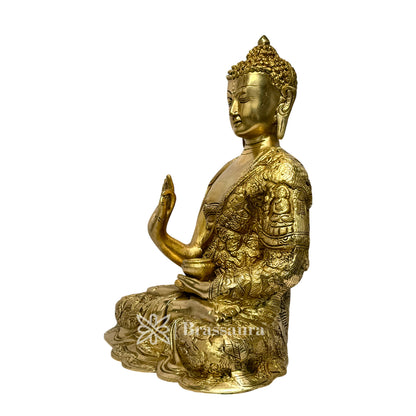 Brass Buddha Statue Sculpture Idol for Home Decor Vastu Feng Shui Religious Gift Good Luck Idol Brass Buddha for Home and Decor Gifts Item Weight 5.2 Kg Height 30 cm