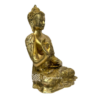 Brass Buddha Statue Sculpture Idol for Home Decor Vastu Feng Shui Religious Gift Good Luck Idol Brass Buddha for Home and Decor Gifts Item Weight 5.2 Kg Height 30 cm