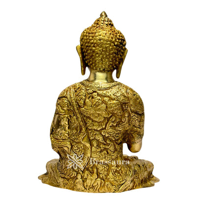 Brass Buddha Statue Sculpture Idol for Home Decor Vastu Feng Shui Religious Gift Good Luck Idol Brass Buddha for Home and Decor Gifts Item Weight 5.2 Kg Height 30 cm