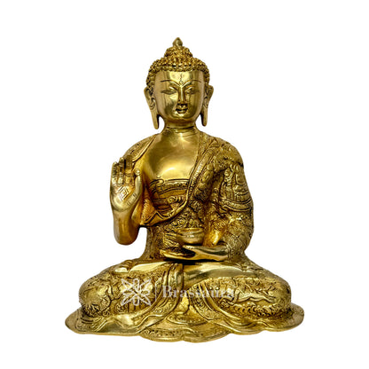 Brass Buddha Statue Sculpture Idol for Home Decor Vastu Feng Shui Religious Gift Good Luck Idol Brass Buddha for Home and Decor Gifts Item Weight 5.2 Kg Height 30 cm