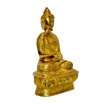 Brass Buddha Idol Hand Crafted for Pooja Room Gautam Buddha Statue for Home and Decor Vastu Feng Shui Religious Gift Good Luck Idol Table Showpiece Rustic Weight 1 Kg Height 20 cm