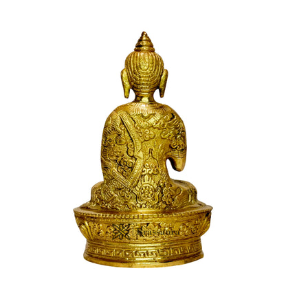 Brass Buddha Idol Hand Crafted for Pooja Room Gautam Buddha Statue for Home and Decor Vastu Feng Shui Religious Gift Good Luck Idol Table Showpiece Rustic Weight 1 Kg Height 20 cm