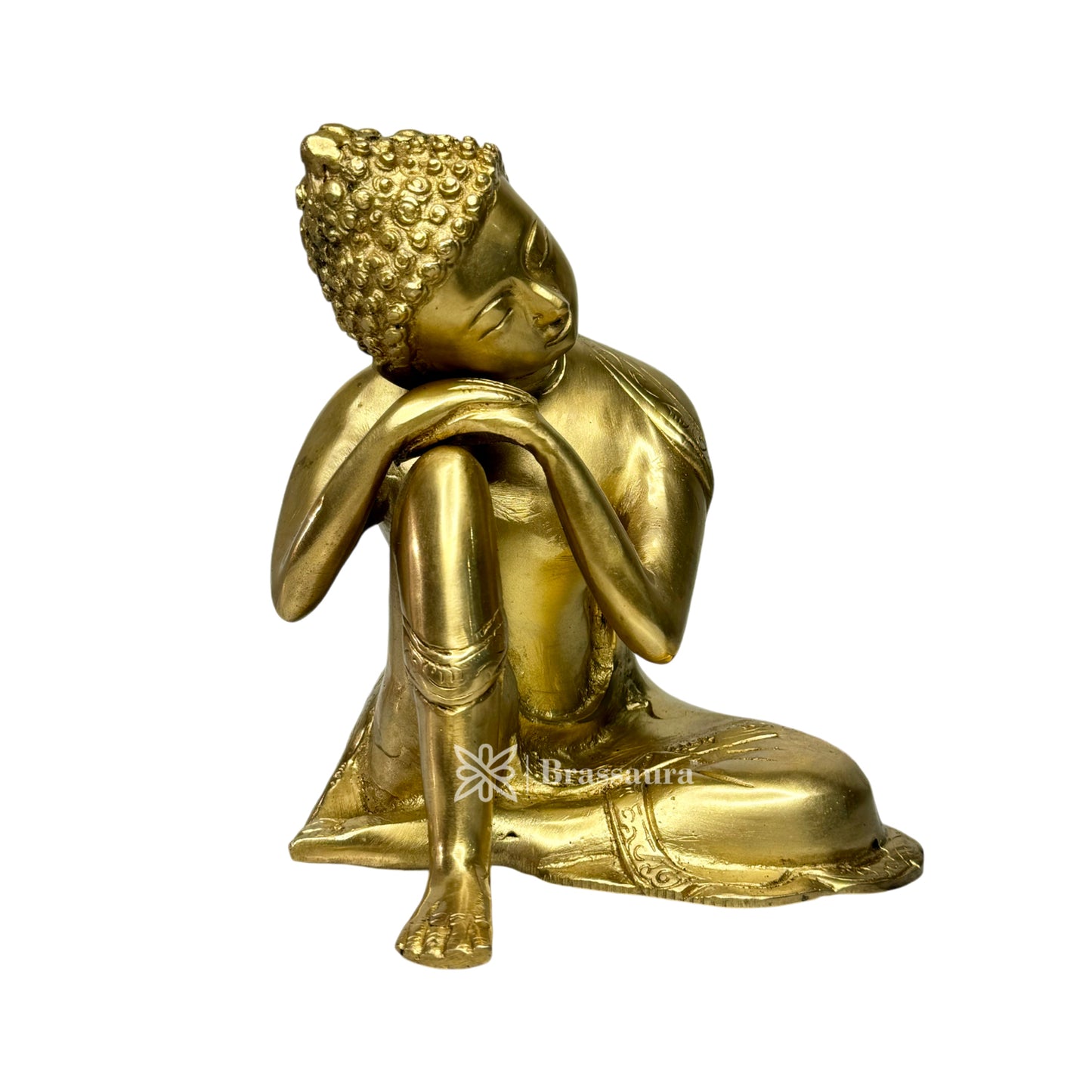 Brass Buddha Sculpture Idol for Home Decor Weight 2.65 Kg Height 22 cm