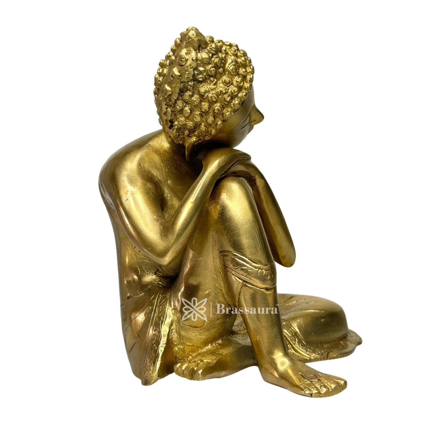 Brass Buddha Sculpture Idol for Home Decor Weight 2.65 Kg Height 22 cm