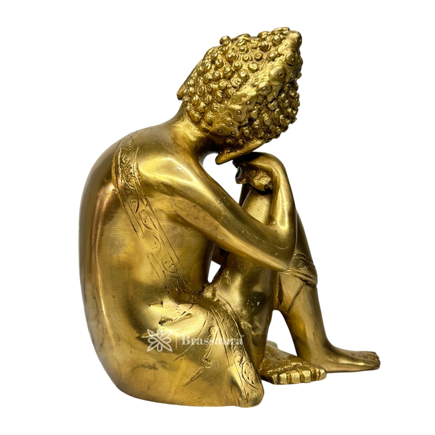 Brass Buddha Sculpture Idol for Home Decor Weight 2.65 Kg Height 22 cm