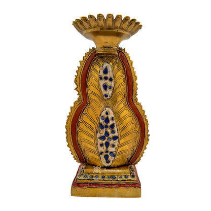 Brass Gem Stone Work Buddha Vitarka Statue Sculpture Idol for Home Decor Weight 3.95 Kg Height 30 cm