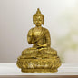 Brass Golden Buddha Chowki Statue for Home Decor Weight 3.5 Kg Height 26 cm