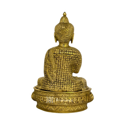 Brass Golden Buddha Chowki Statue for Home Decor Weight 3.5 Kg Height 26 cm