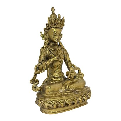 Brass Golden Dorgi Bell Buddha Sculpture Statue for Home Decor Weight 2.85 Kg Height 27 cm