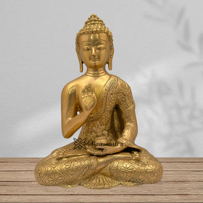 Brass Blessing Buddha Weight 3.5 Kg & Height 10 Inch