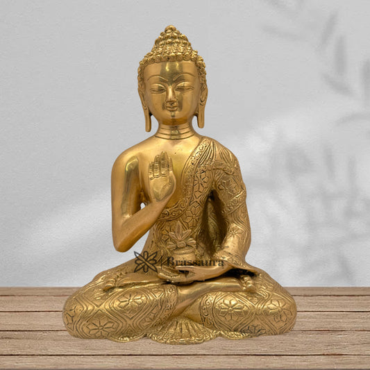 Brass Blessing Buddha Weight 3.5 Kg & Height 10 Inch