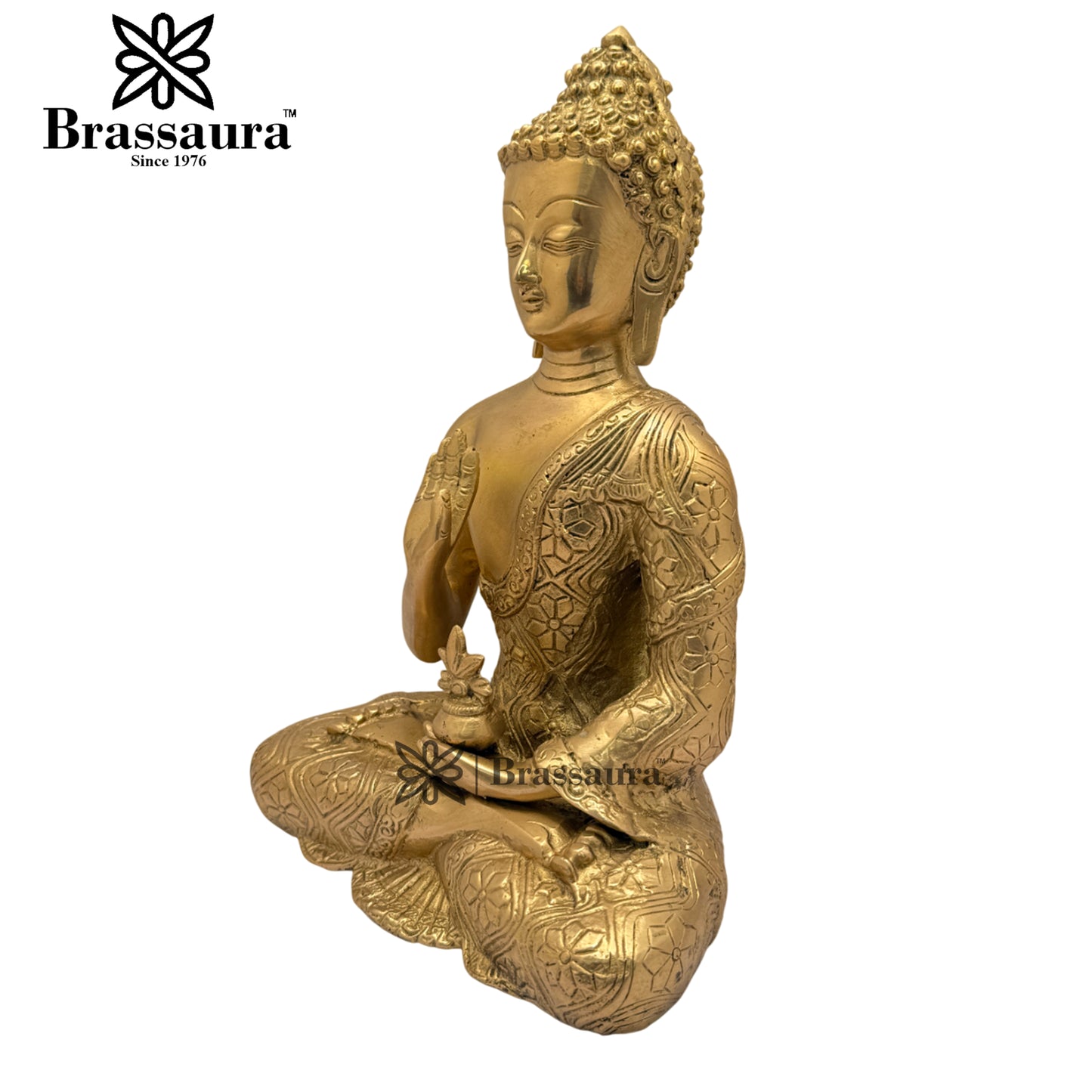 Brass Blessing Buddha Weight 3.5 Kg & Height 10 Inch
