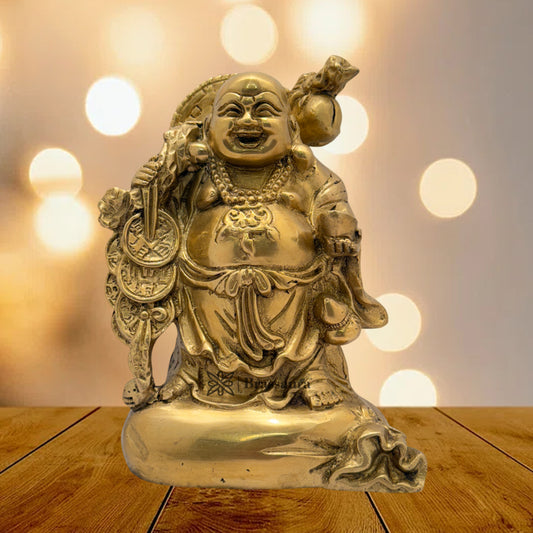 Brass Laughing Buddha Weight 3.2 Kg & Height 8.6 Inch