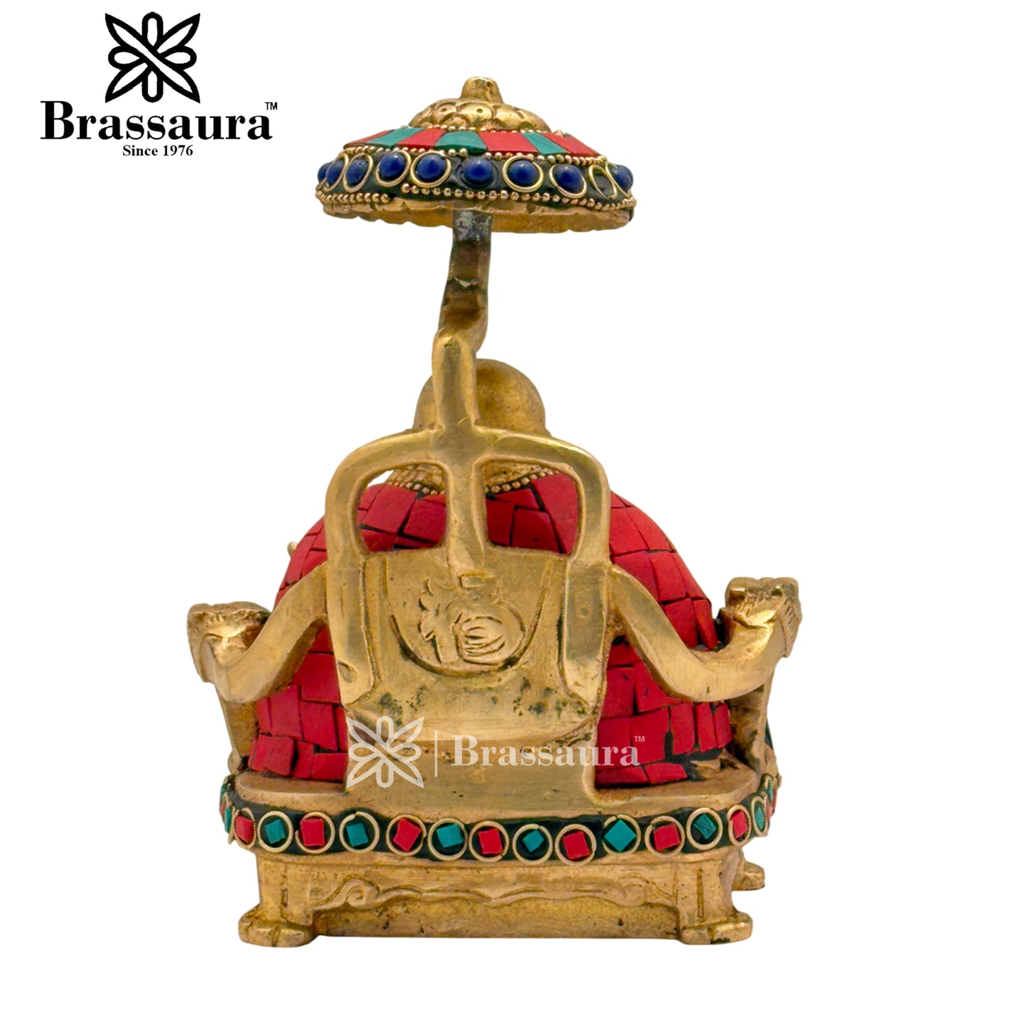 Brass  Gem Stone Work Laughing Buddha Weight 2 Kg & Height 6.5 Inch