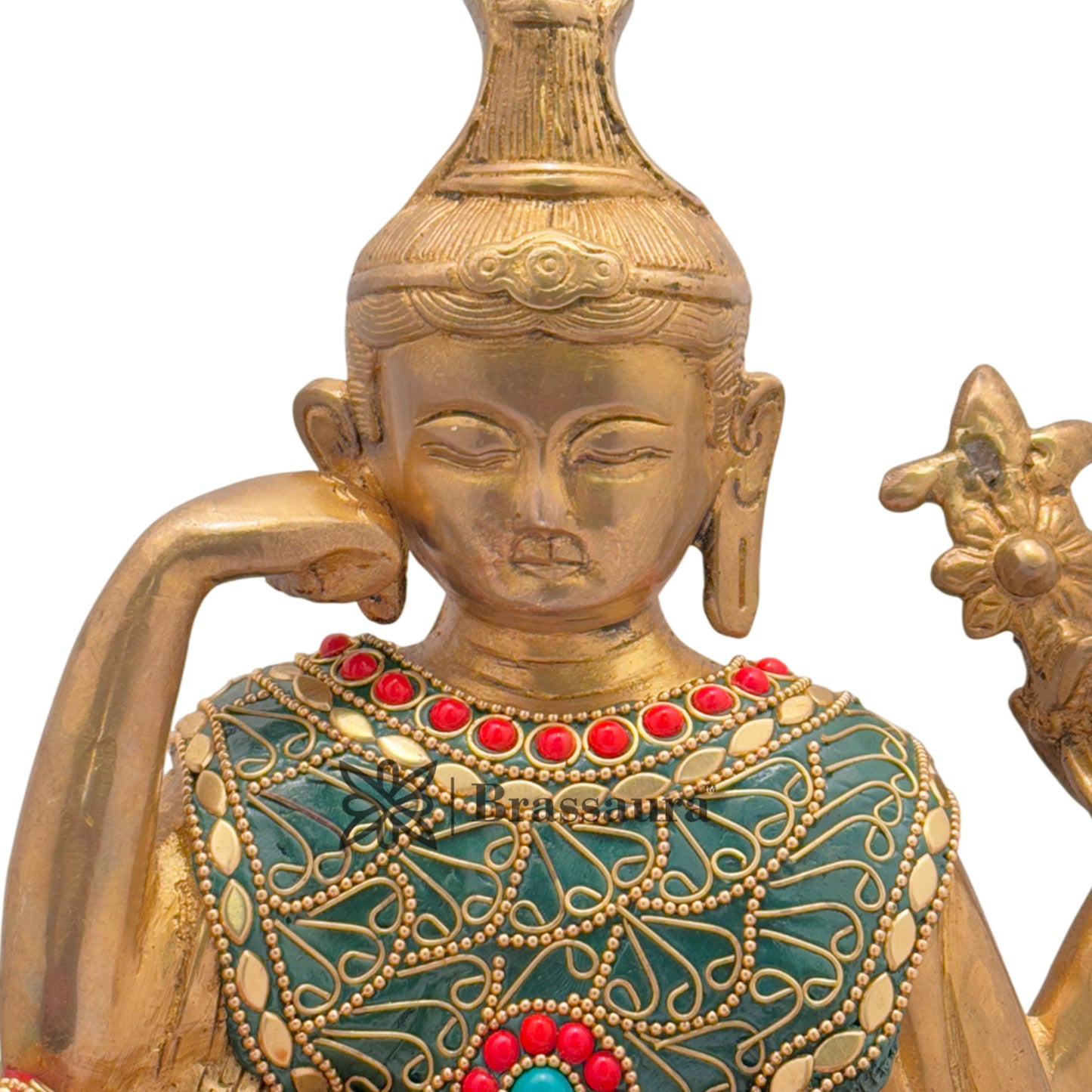 Brass Gem Stone Work Six Hand Buddha Weight 4.5 Kg & Height 94 Inch