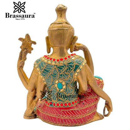 Brass Gem Stone Work Six Hand Buddha Weight 4.5 Kg & Height 94 Inch