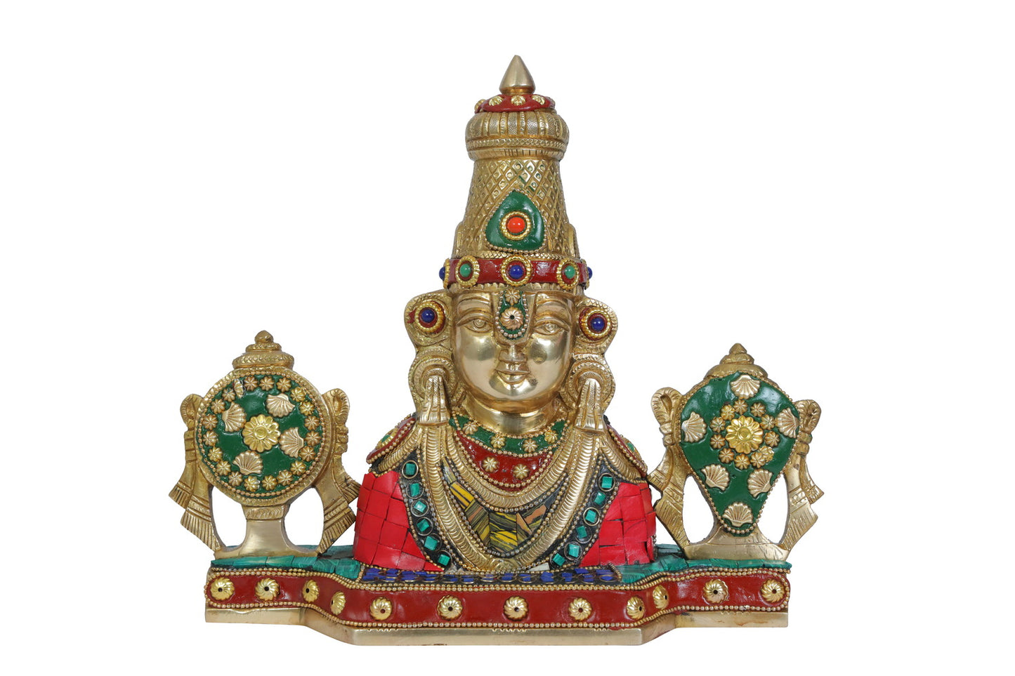 Brassaura™ Brass Gem Stone Work Venkateshwara Bala Ji Idol South Indian God Tirupati Balaji Statue