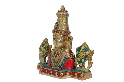 Brassaura™ Brass Gem Stone Work Venkateshwara Bala Ji Idol South Indian God Tirupati Balaji Statue