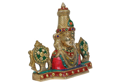 Brassaura™ Brass Gem Stone Work Venkateshwara Bala Ji Idol South Indian God Tirupati Balaji Statue