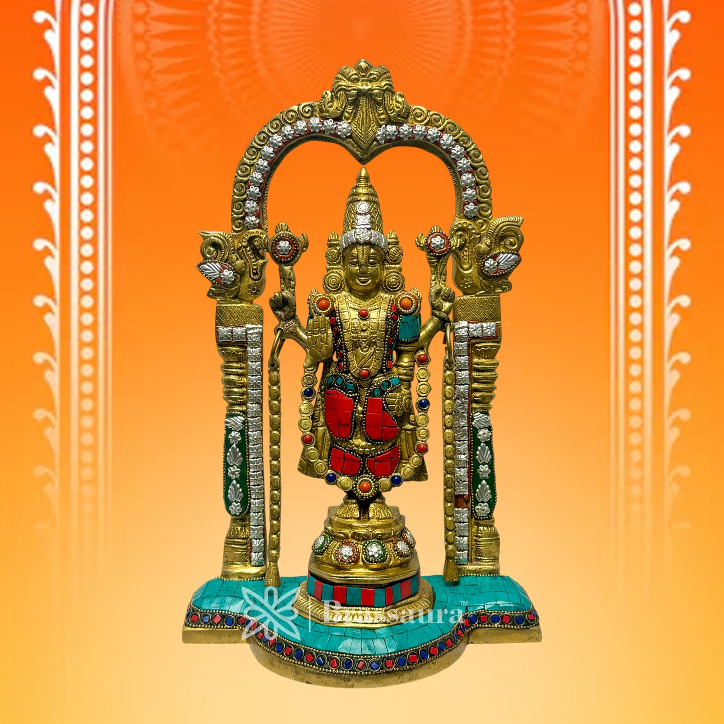 Brass Gem Stone Work Venkateshwara Bala Ji Idol for Home and Decor Height 36 cm Weight 4.8 Kg