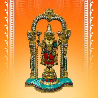 Brass Gem Stone Work Venkateshwara Bala Ji Idol for Home and Decor Height 36 cm Weight 4.8 Kg