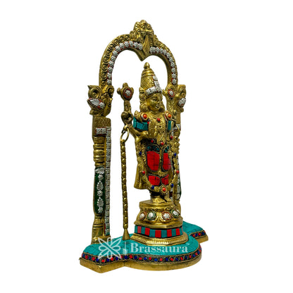 Brass Gem Stone Work Venkateshwara Bala Ji Idol for Home and Decor Height 36 cm Weight 4.8 Kg