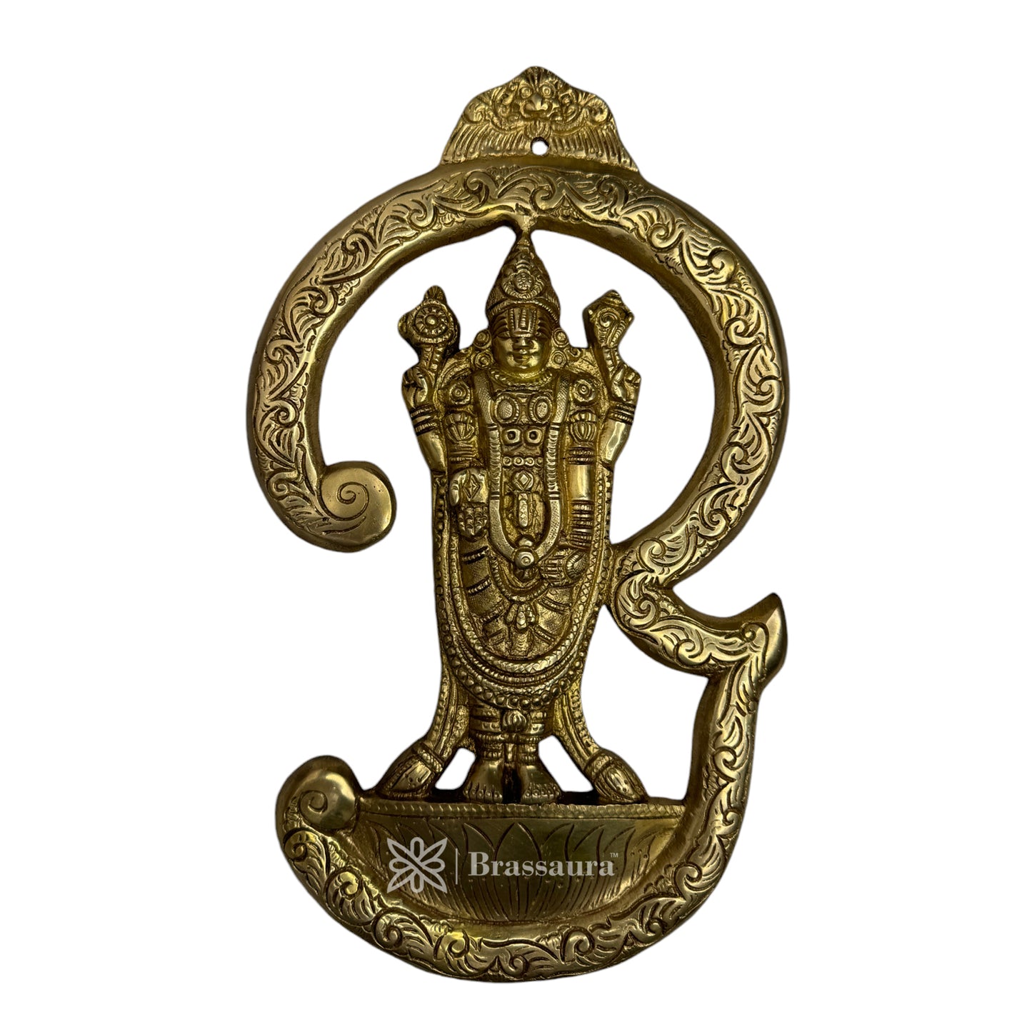 Brass Golden Gem Stone Work Bala Ji Wall Hanging Statue Religious and Spirituality Home Decor and Gift Item Venkateshwara Bala Ji Idol Tirupati Balaji for Pooja Weight 1.88 kg