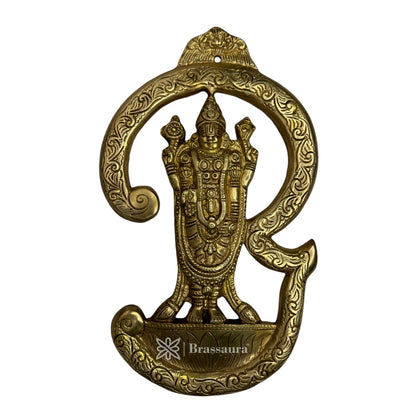 Brass Golden Gem Stone Work Bala Ji Wall Hanging Statue Religious and Spirituality Home Decor and Gift Item Venkateshwara Bala Ji Idol Tirupati Balaji for Pooja Weight 1.88 kg