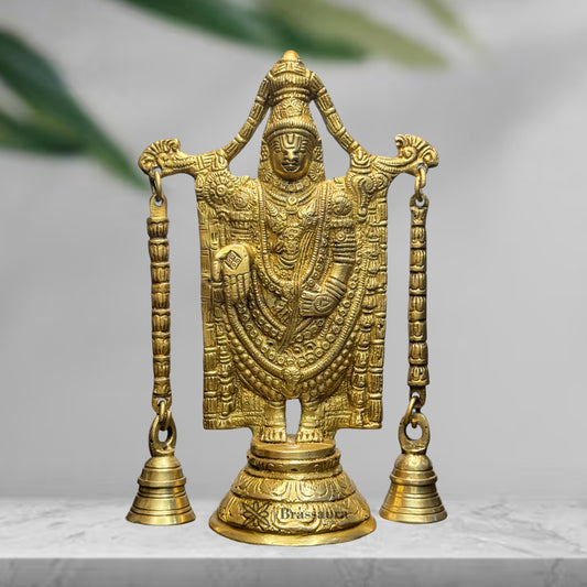 Brass Golden Venkateshwara Bala Ji Idol for Home and Decor South Indian God Tirupati Balaji Statue for Pooja Room Home and Office Decor Diwali and Gifts Item Height 21.5 Weight 1.55 Kg