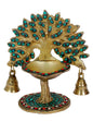 Bell Table Decor with Stand for Home Diwali Gift Temple Pooja Brass Gem Stone Work Diyas for Home and Decor Gifts Item Weight 1.20 Kg Height 23 cm