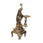 BrassAura Brass Peacock Bird Hanging Diya Oil Lamp Stand with Bell Home Decorative Showpiece - 25 cm  (Brass, Gold)